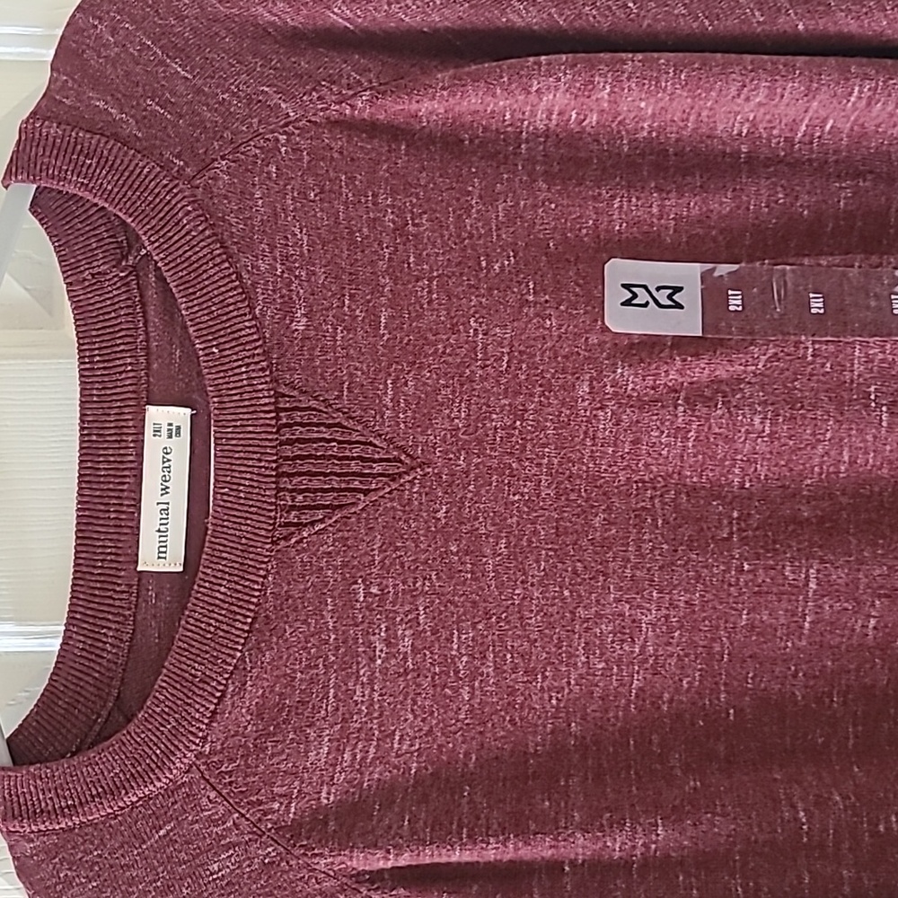 MUTUAL WEAVE BURGUNDY MENS BIG AND TALL LONG SLEEVES PULLOVER SWEATER SIZE 2XLT